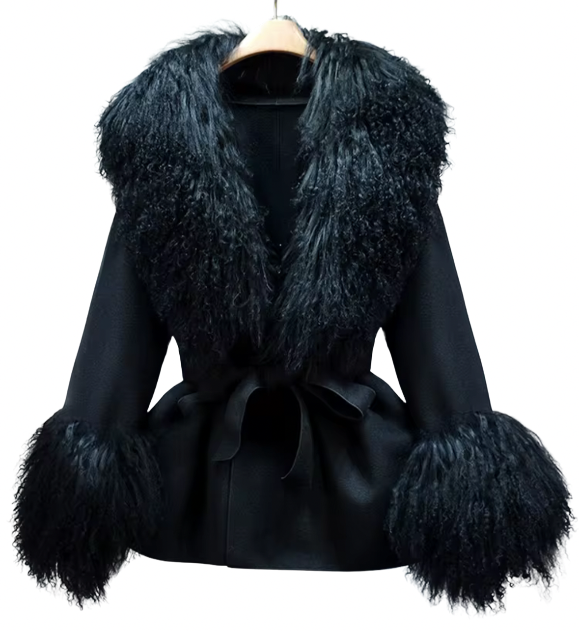 Beth Shearling Coat - Black