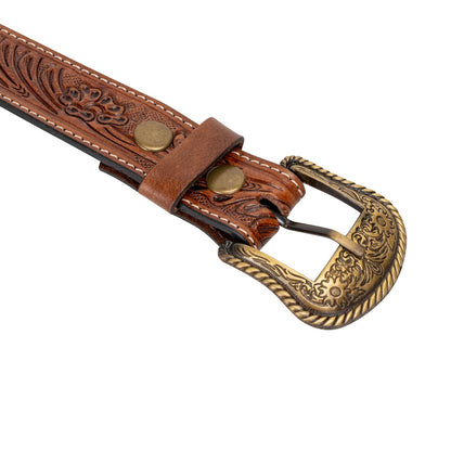 Boddington Tooled Belt - Chestnut