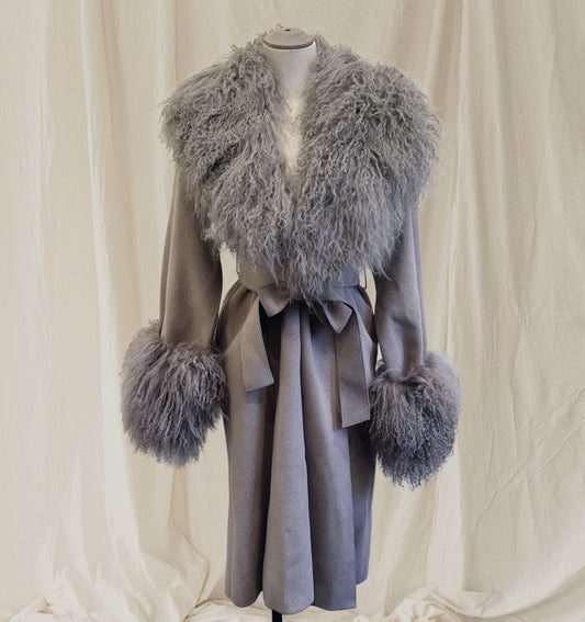 Sera Shearling Coat - Silver