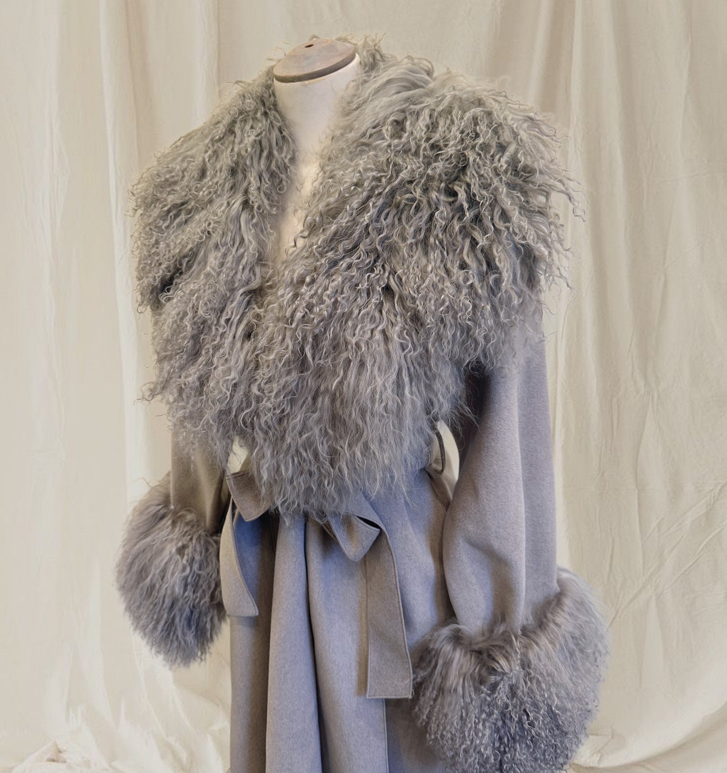 Sera Shearling Coat - Silver