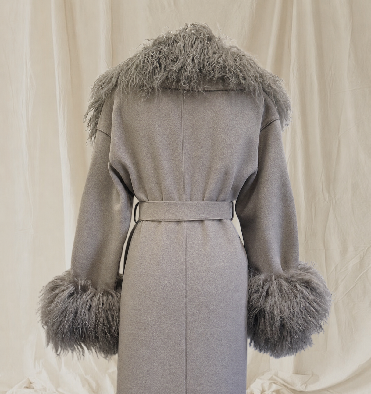 Sera Shearling Coat - Silver