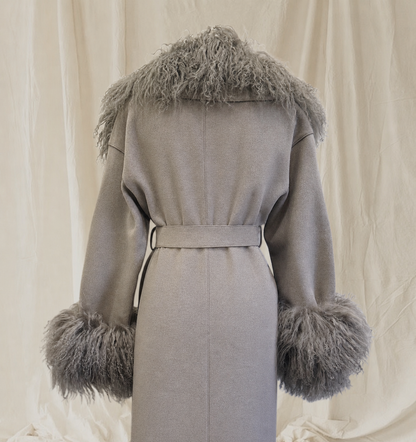 Sera Shearling Coat - Silver