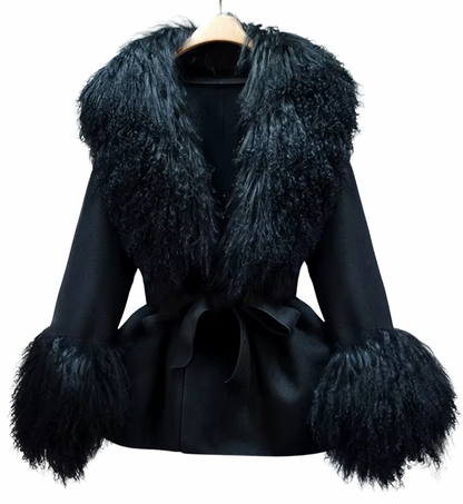 Beth Shearling Coat - Black