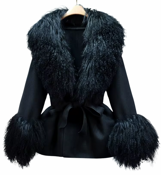 Beth Shearling Coat - Black